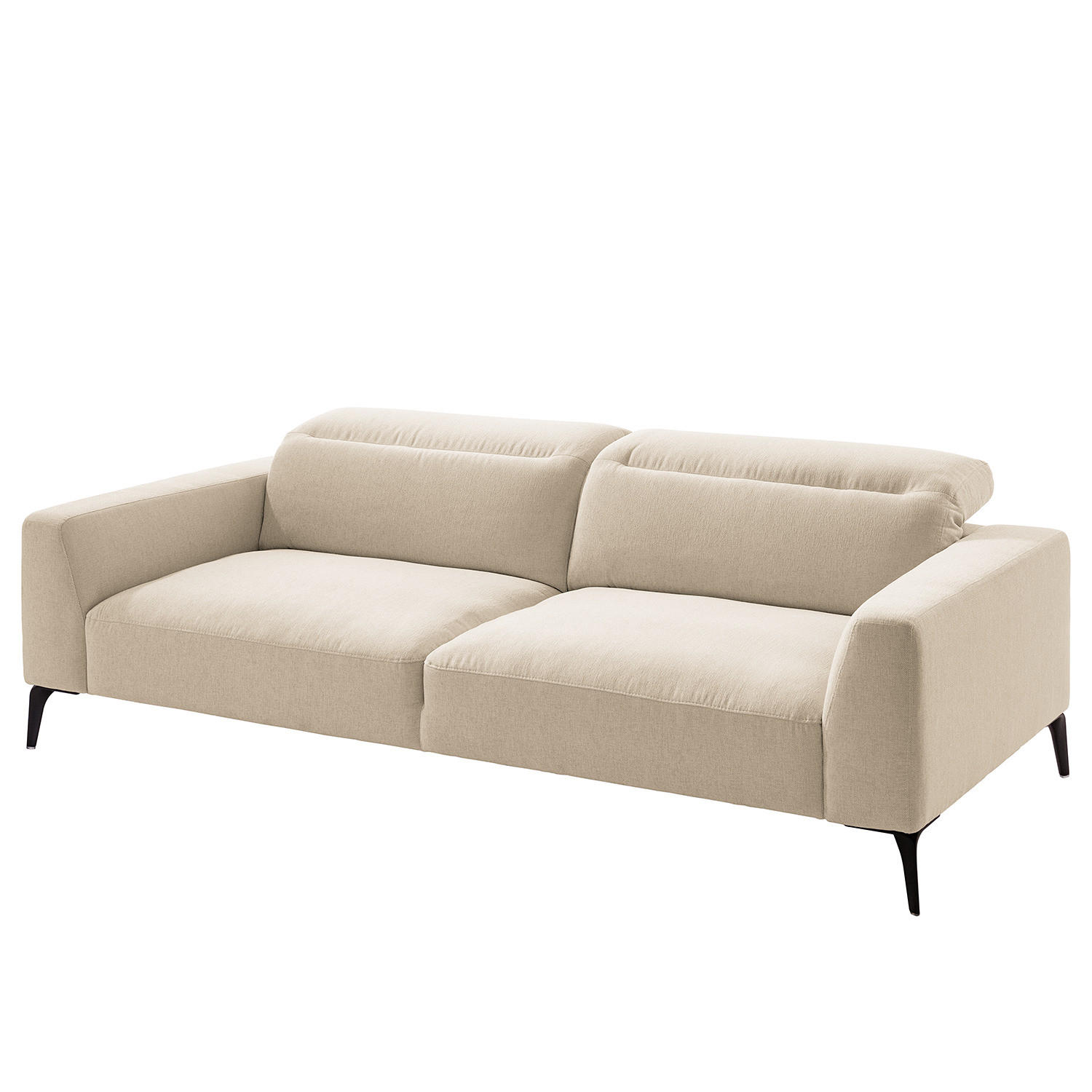 3-SITZER SOFA - Beige/Schwarz, Textil/Metall (233/73/107cm) - home24