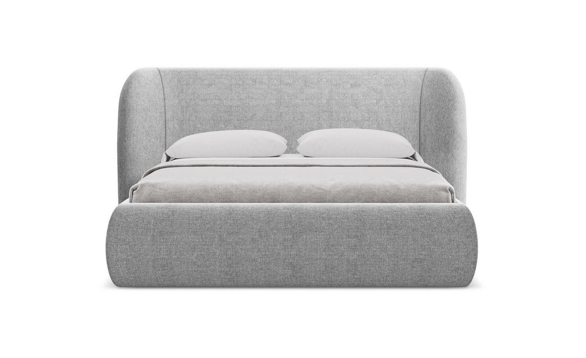 POLSTERBETT mit Bettkasten und Lattenrost 210x215 Grau - Hellgrau/Schwarz, Kunststoff/Textil (160/200cm) - Makamii