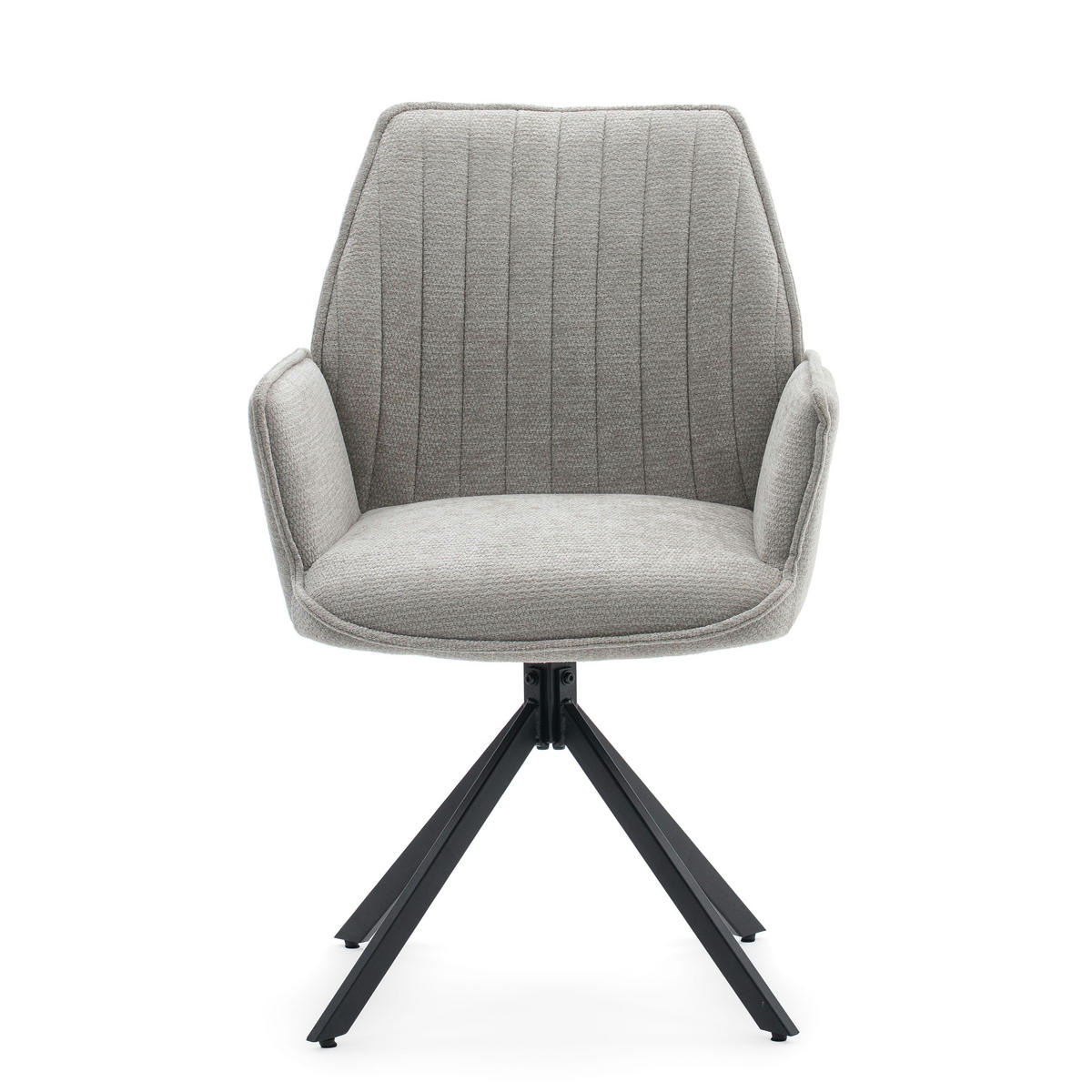 STUHL MERANO drehbar gepolsterter mit Steppung - hellgrau - Chenille - Hellgrau/Schwarz, Textil/Metall (58/90/61cm) - NEW HOME