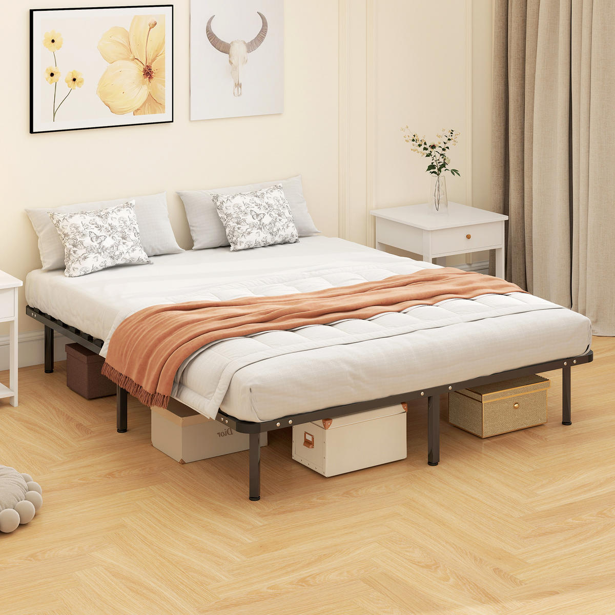 BETT 160x190 cm DE-14628 mit Lattenrost und Stauraum Schwarz - Schwarz, Metall (160/190cm) - ComfortXL
