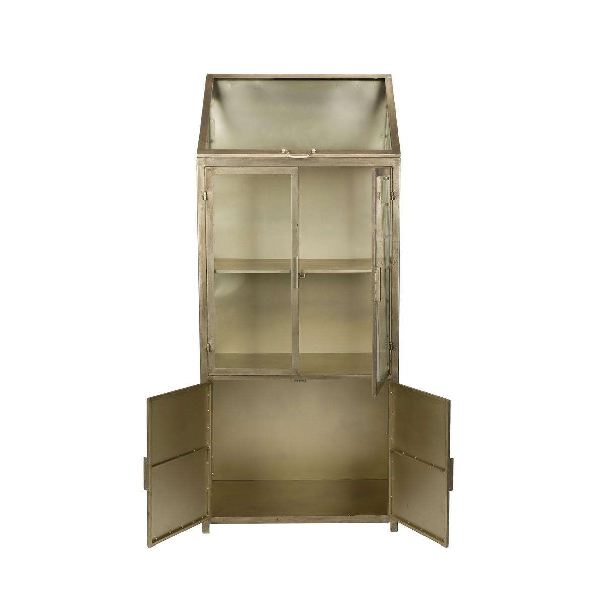 VITRINENSCHRANK Monviso - Grau, Metall (64/151/35cm) - Dutchbone