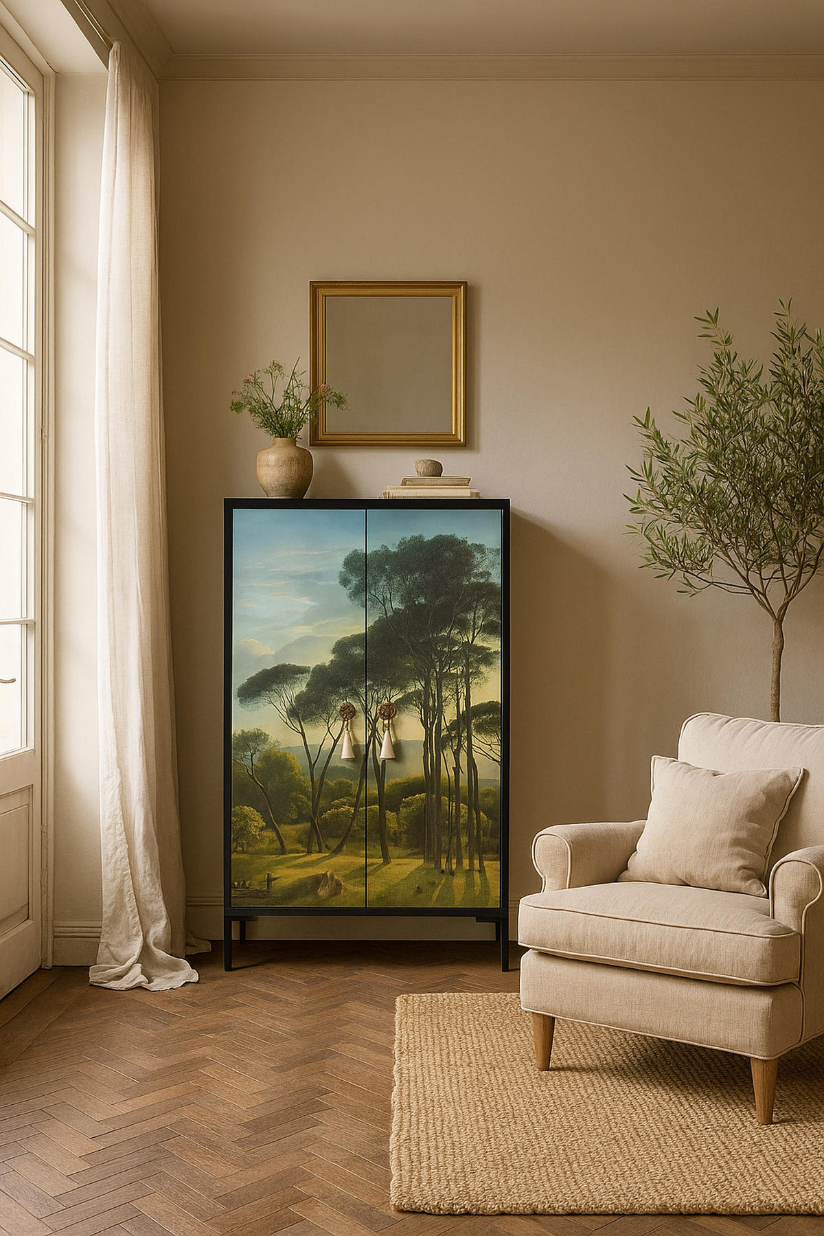 SIDEBOARD aus MDF mit 2 dekorativen Türen WALTER - Grau, Holzwerkstoff (45/123/75cm) - RNT By Really Nice Things