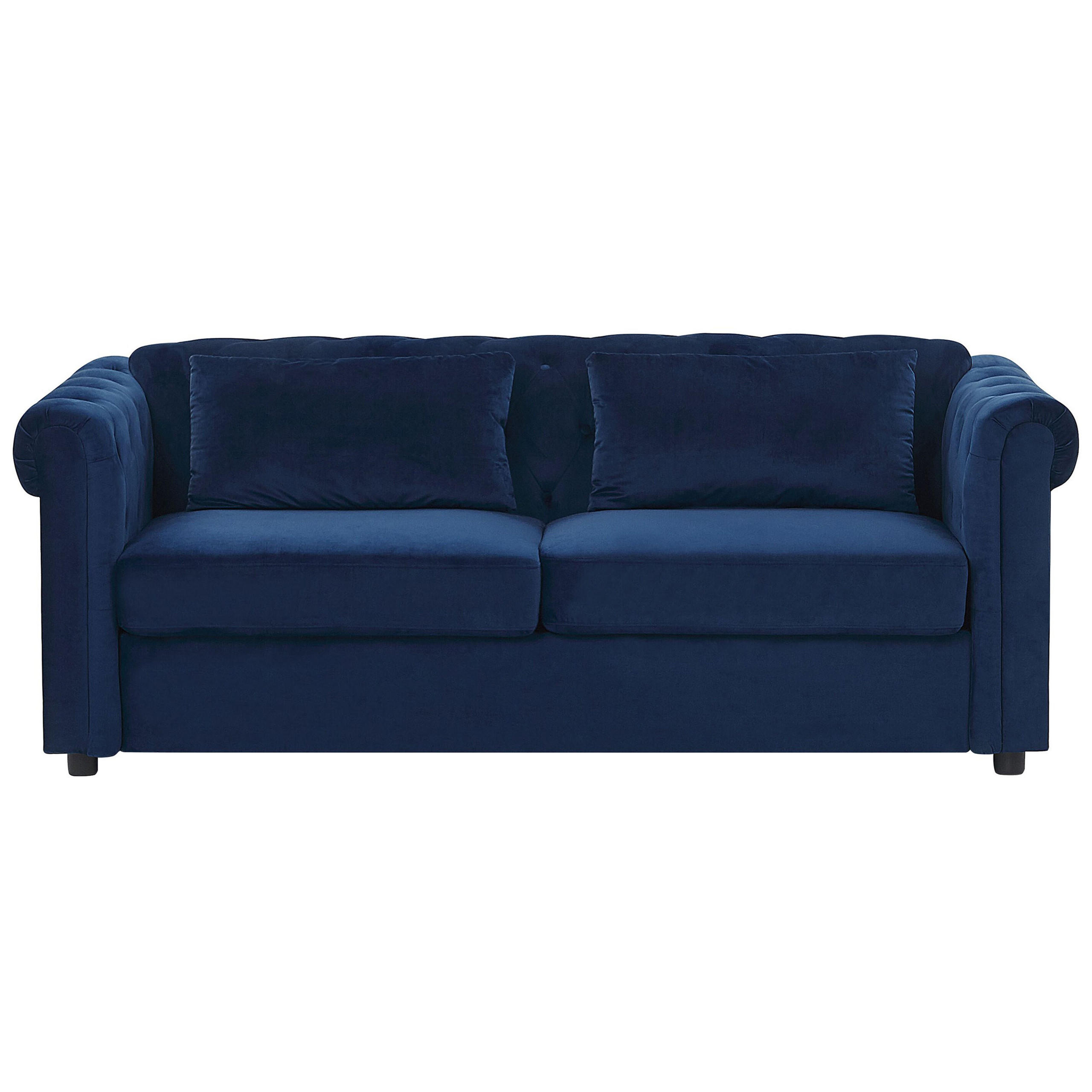 3-SITZER-SCHLAFSOFA Samtstoff Kobaltblau Chesterfield - Hellblau, Textil (200/75/90cm) - Beliani