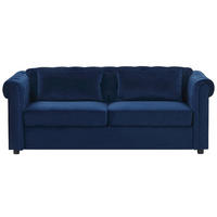 3-SITZER-SCHLAFSOFA Samtstoff Kobaltblau Chesterfield - Hellblau, Textil (200/75/90cm) - Beliani