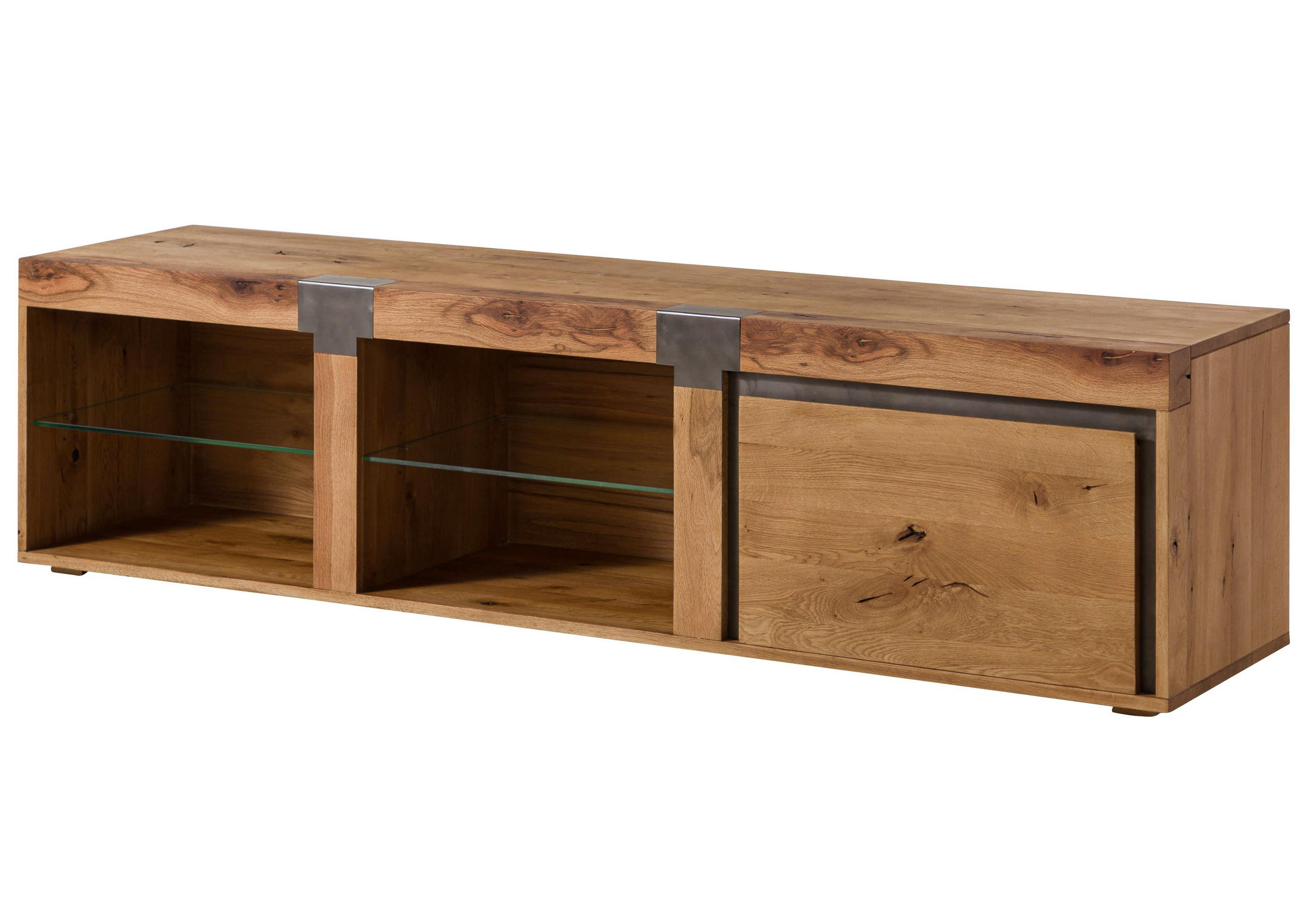 TV-BOARD Wild-/Zerreiche 200x48x50 natur geölt NEW AMSTERDAM #15 - Naturfarben, Holz (200/50/48cm) - Massivmoebel24