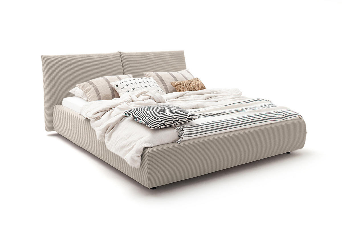 POLSTERBETT HENRY Granit Cord - Hellgrau/Grau, Textil (180/200cm) - KAWOLA