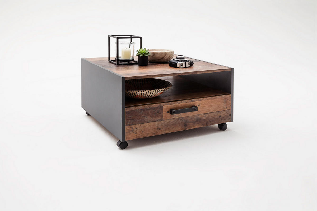 COUCHTISCH 1 Schublade, 1 offenes Fach Old Wood Dekor - Eiche Wotan, Holzwerkstoff (70/70/40cm) - ebuy24