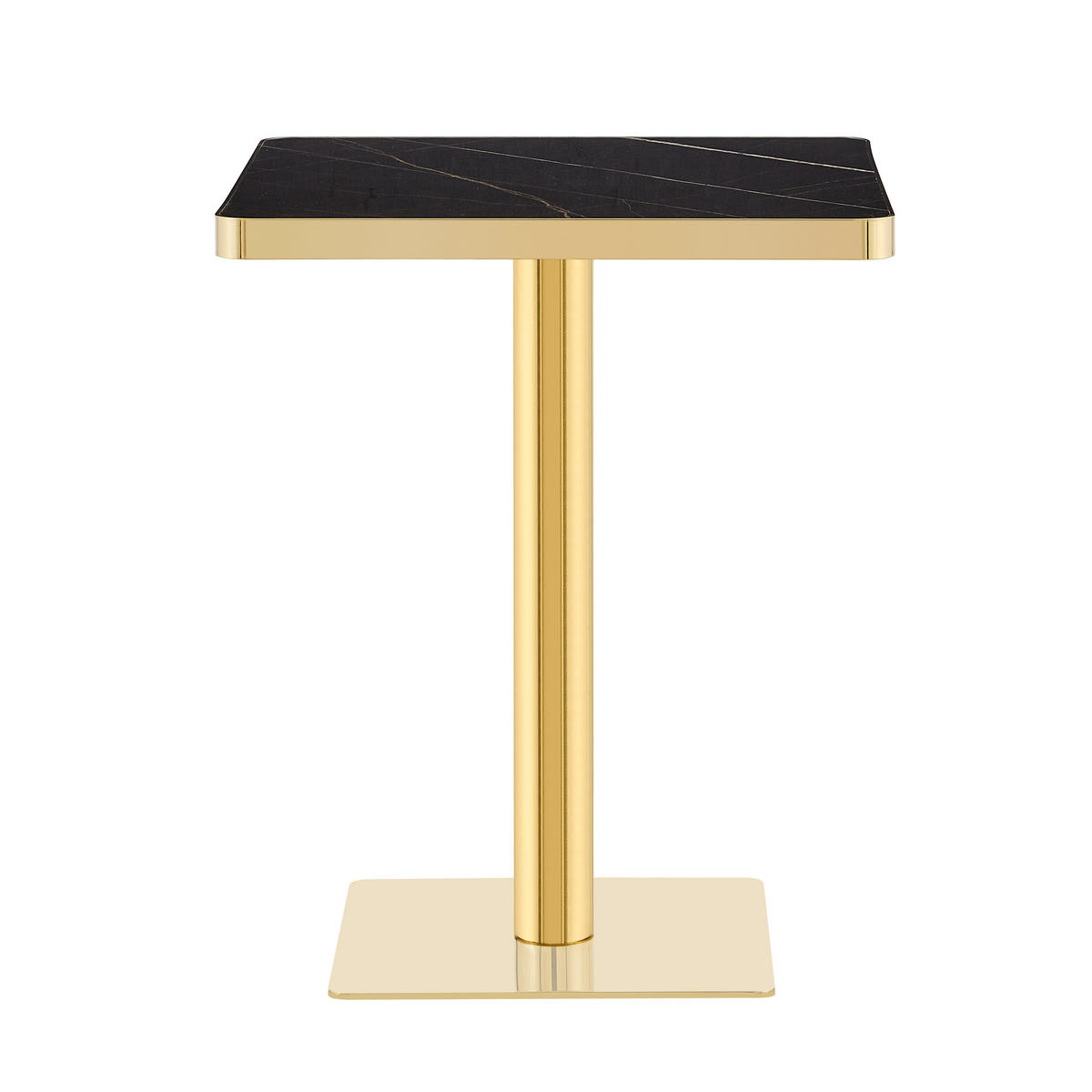 ESSTISCH Quadratisch Marmor-Optik Schwarz & Gold 60x60cm Bistro-Tisch - Schwarz, Holzwerkstoff (60/60/74cm) - Urban Meuble