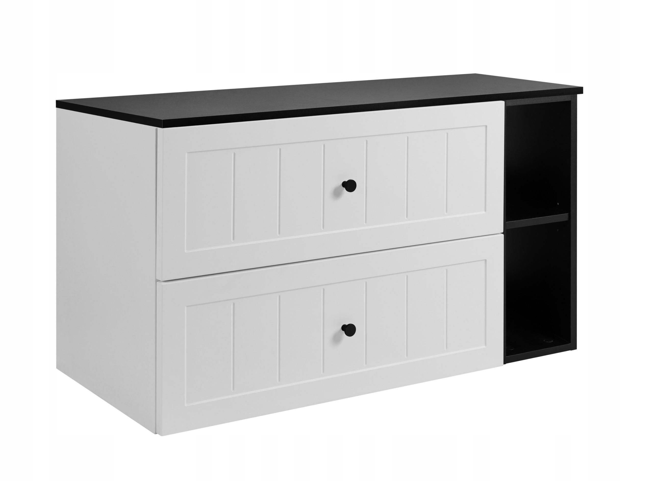 WASCHBECKUNTERSCHRANK GUSTO 100 cm mit Arbeitsplatte Farbe: Matt Schwarz mit einer Matt Weißen Platte - Schwarz/Weiß, Holzwerkstoff (100/58/46cm) - Rodan