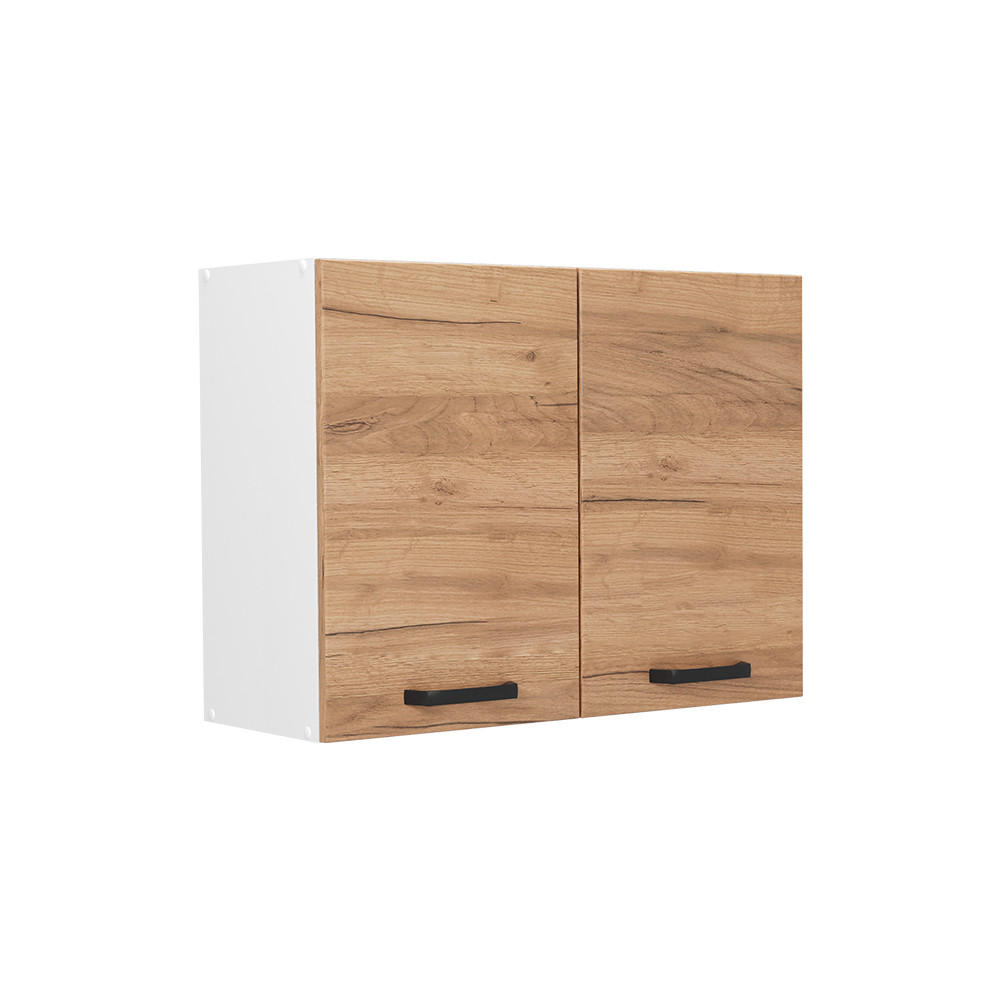 KÜCHENGLASSCHRANK R-Line, Goldkraft Eiche/Weiß, 80 cm - Eichefarben/Weiß, Holzwerkstoff (80/60/31cm) - Vicco