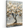 LEINWANDBILD Baum - Blumen - Weiß - Natur - Kunst 80x120 cm - Weiß, Textil (80/120cm) - MuchoWow