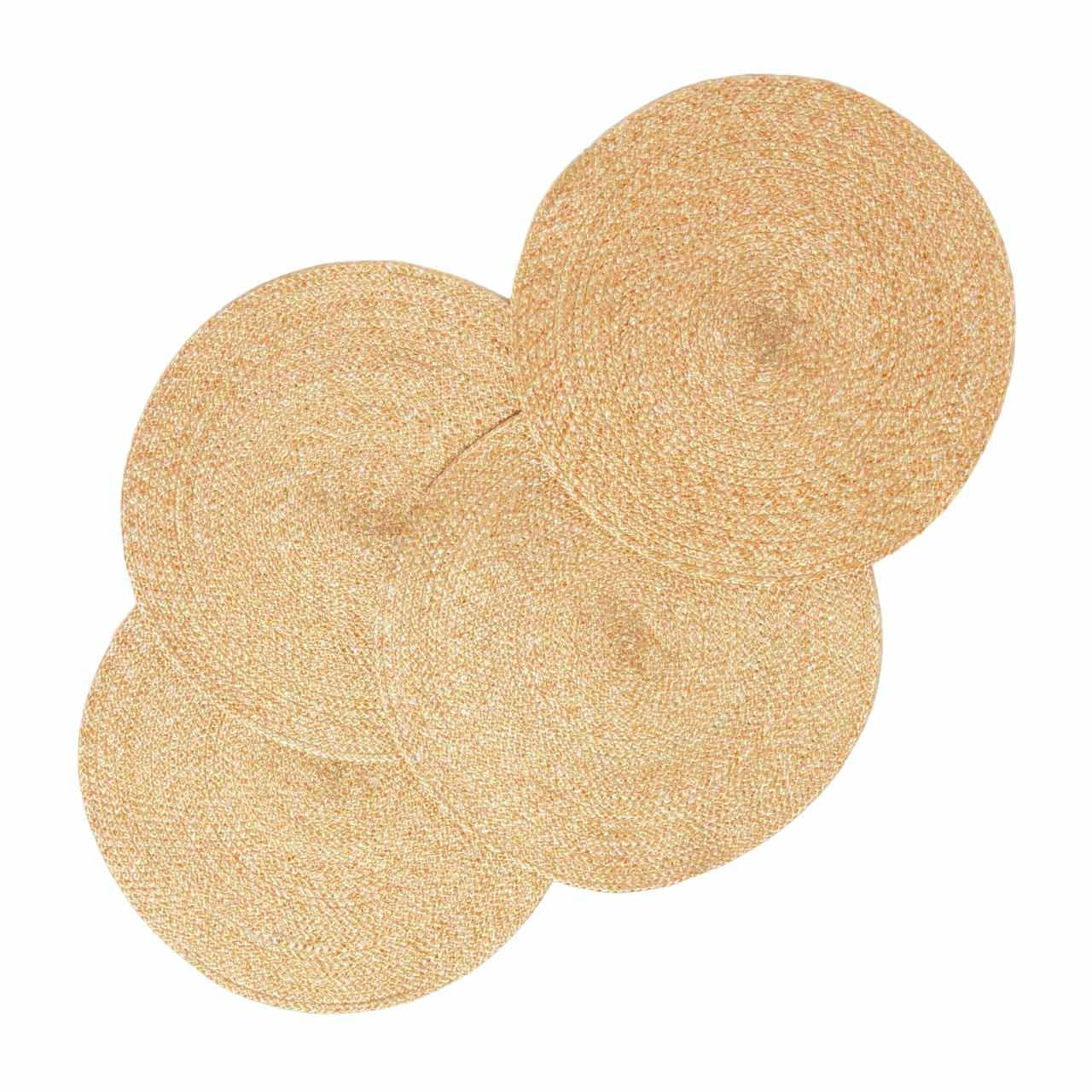 TISCHSET gold im 4er-Set, Platzsets rund geflochten, 40 cm - Goldfarben, Textil (40/40cm) - Homescapes