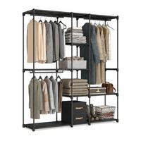GARDEROBE - Schwarz, Kunststoff/Metall (182/182/43cm) - Relaxdays