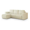 ECKSOFA RINOVA Creme Boucle-Stoff mit Schlaffunktion - Creme, Holz (250/143cm) - MASSENO
