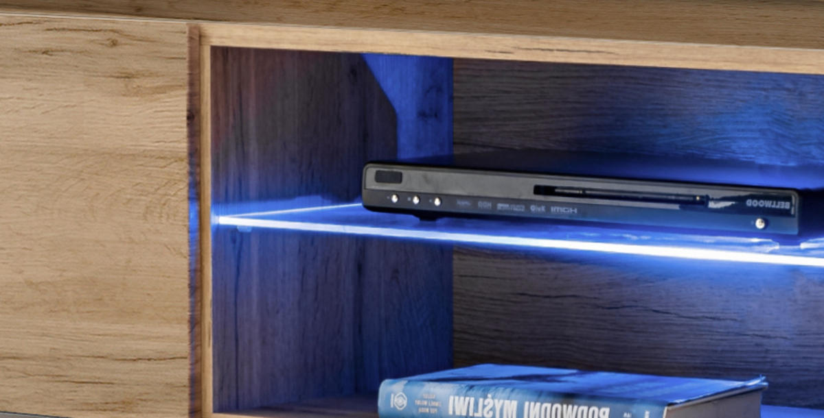 TV-LOWBOARD Eiche Wotan 180 cm hängend, Set inklusive LED-Beleuchtung und Akustikpaneel - Eiche Wotan, Glas/Holzwerkstoff (180/148/40cm) - Inn.Furn