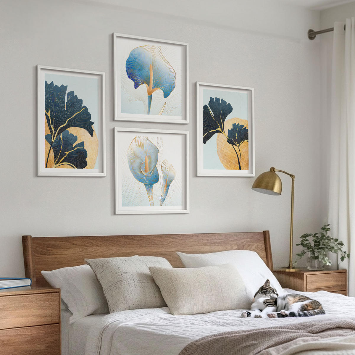 WANDBILDER 4er-Set - 50x50 cm & 40x60 cm Weißer Rahmen - Zitronenweinporträt Kahlo - Weiß, Kunststoff (50/50cm) - ArtPrintCave