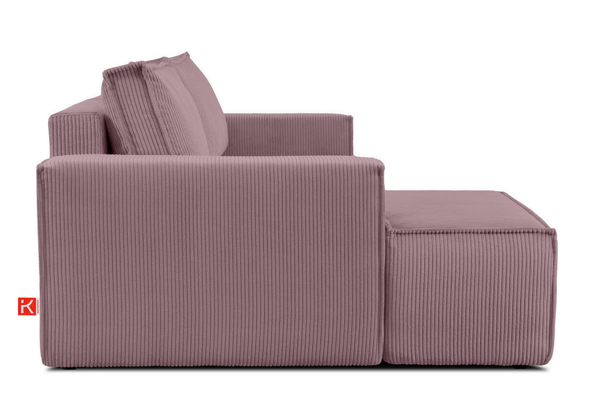 ECKSCHLAFSOFA-LINKS NAPI in Pet Friendly Cord-Stoff, hellviolett - Violett/Schwarz, Textil (262/148cm) - KONSIMO®