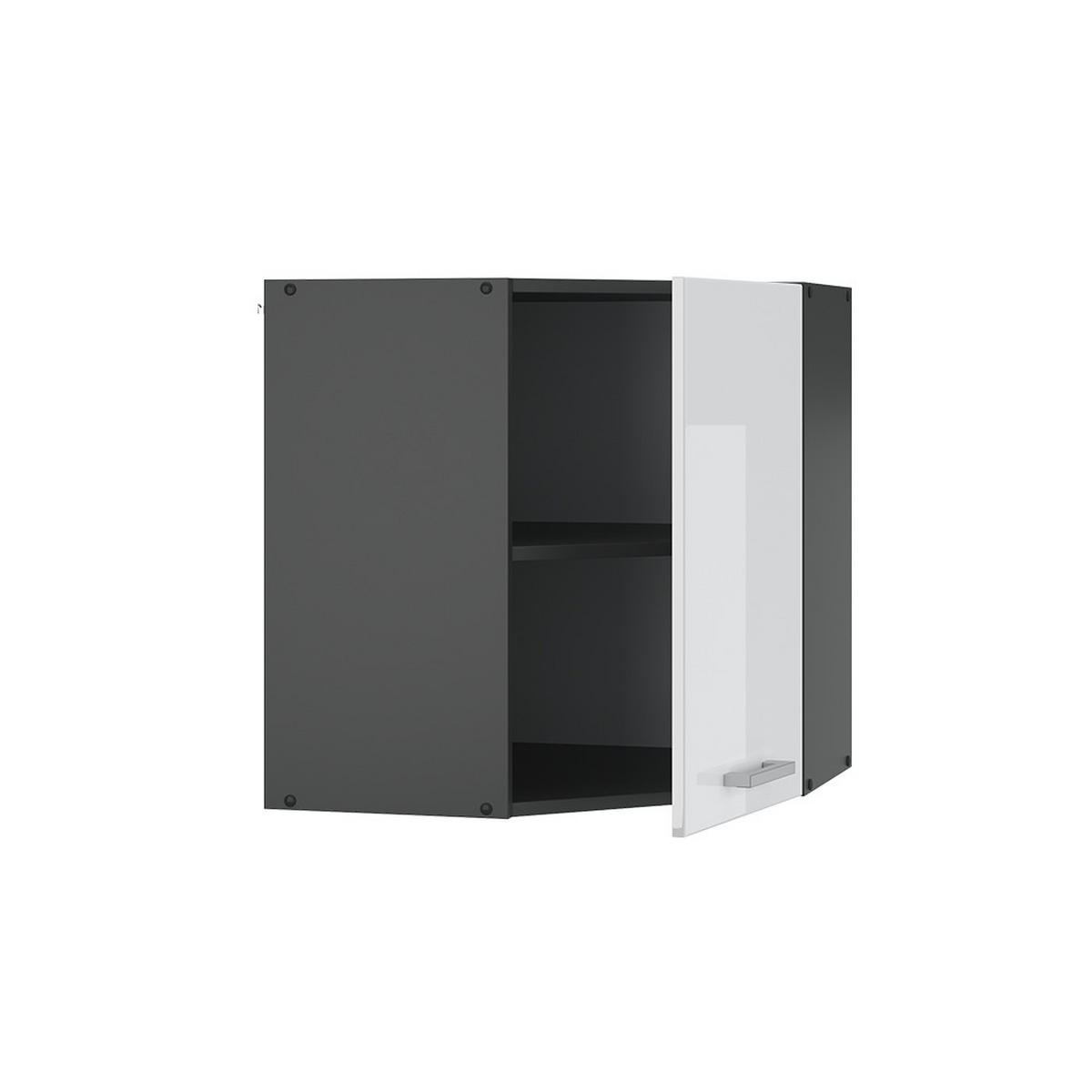ECKHÄNGESCHRANK R-Line Weiß Hochglanz 57 cm - Weiß Hochglanz/Anthrazit, Holzwerkstoff (57/60/34.1cm) - Vicco