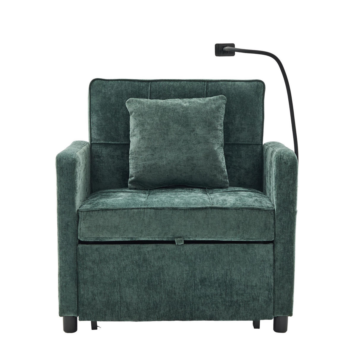 FERNSEHSESSEL Relaxsessel,Polsterliege mit Stauraum,Chenille,Grün - Grün, Textil (79/83/167cm) - LVHOM