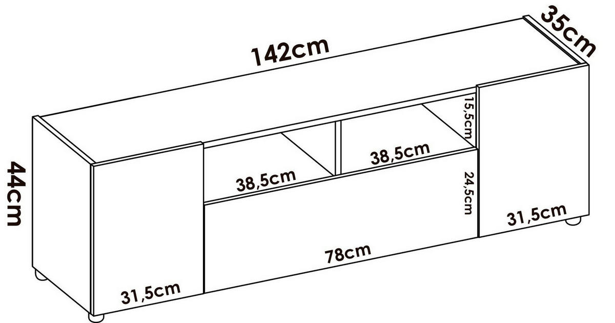 FERNSEHSCHRANK Weiß, Knoteneiche 34.7/141.7/43.8 cm - Weiß, Holzwerkstoff (141.7/43.8/34.7cm) - DMORA