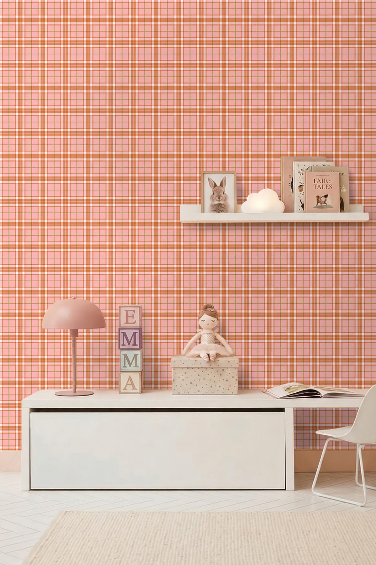 TAPETE Karomuster 50 x 900 cm - Pink, Papier (50/0.1cm) - ESTAhome