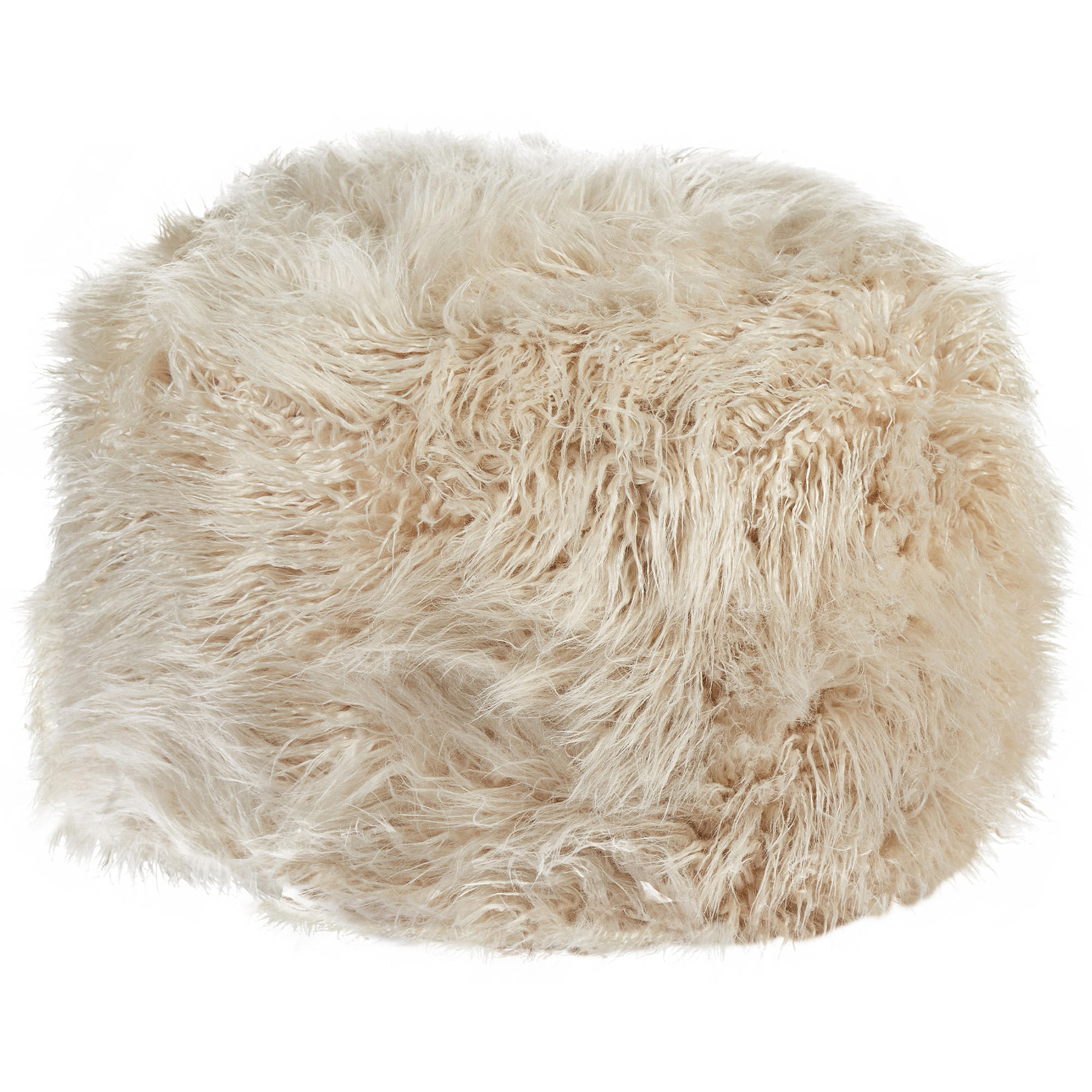 POUF Webpelz Hellbeige Tukki - Beige, Metall (70/45/70cm) - Beliani