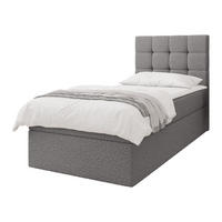 BOXBETT Luanda Boucle Single - H3 - Schwarz/Grau, Holz/Kunststoff (90/200cm) - MIRJAN24