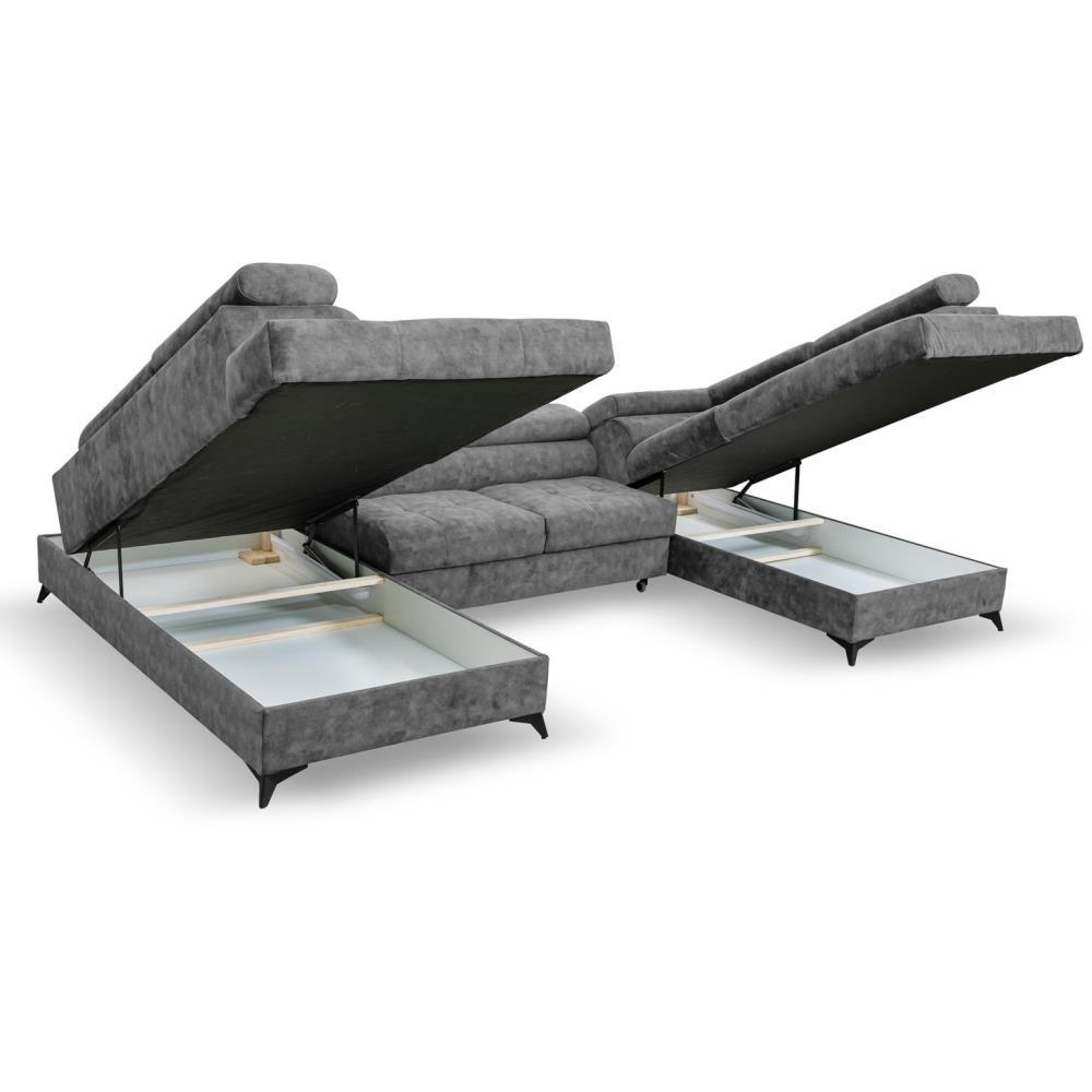 Thumbnail - Beautysofa Wohnlandschaft, Grau, Textil, U-Form, 345x87x205 cm, Wohnzimmer, Sofas & Couches, Wohnlandschaften, Wohnlands...