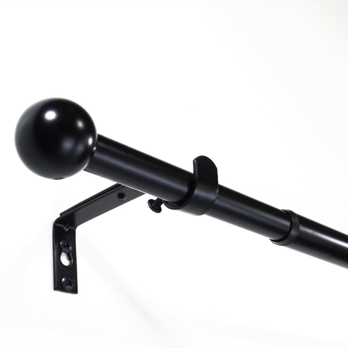 DECO-RAUM Gardinenstange, ausziehbar 16/19 mm, Kugelenden, moderne Optik, einfache Montage, 160-300 cm. - Schwarz, Metall (160cm) - Deco-Raum