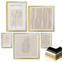 WANDBILDER 5er Set - 50x50 cm & 20x30 cm & 40x60 cm Goldrahmen - Abstrakte Boho-Dekorationen - Goldfarben, Kunststoff (40/60cm) - ArtPrintCave