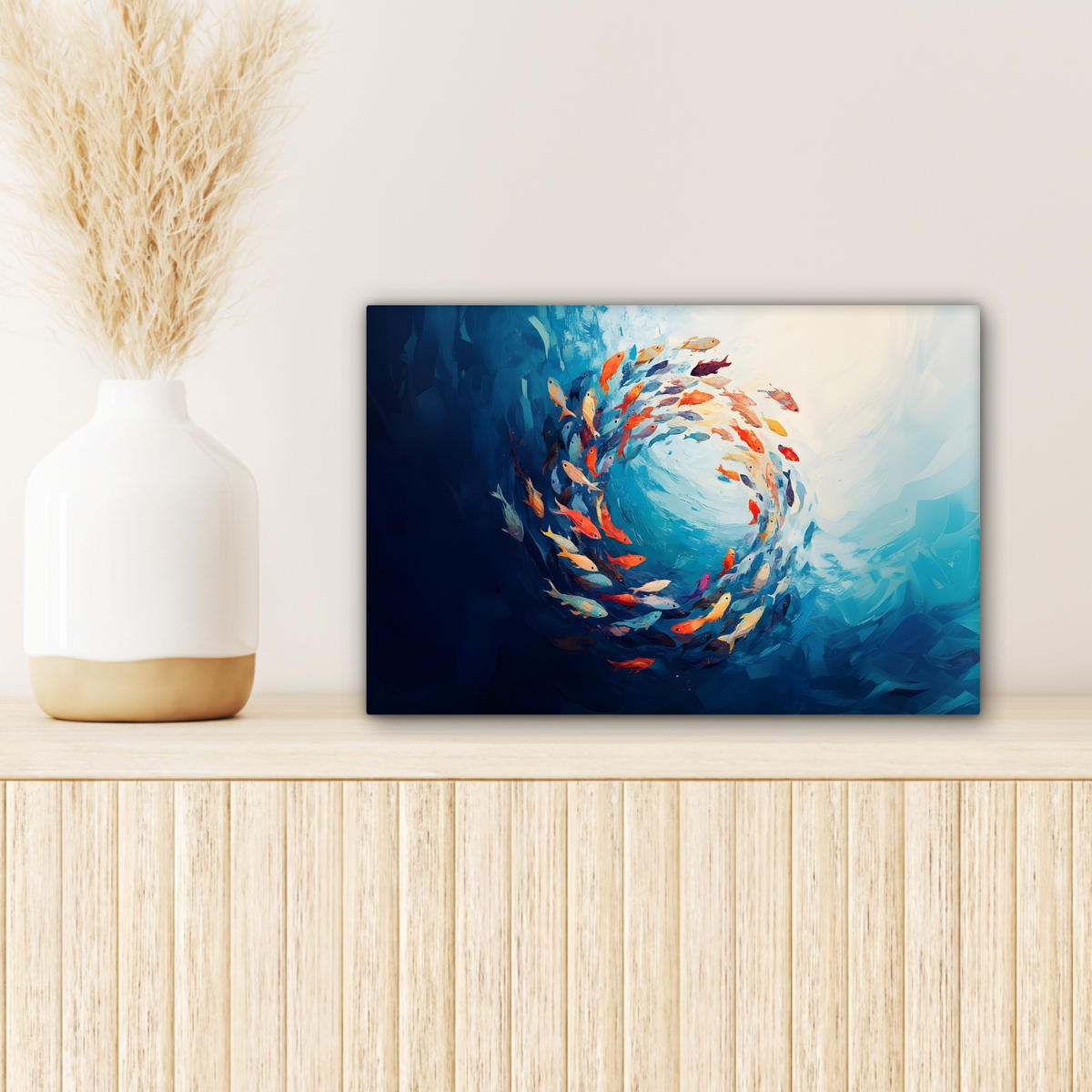 LEINWANDBILD Meer - Fische - Bunt - Dynamisch 30x20 cm - Hellblau, Textil (30/20cm) - MuchoWow