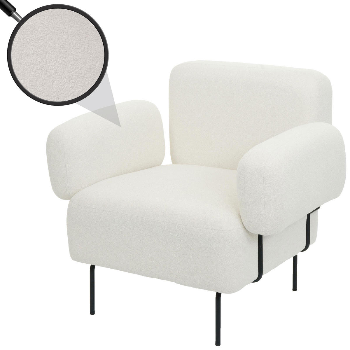 LOUNGE-SESSEL L83B Cremeweiß - Weiß, Textil (88/78/76cm) - MCW