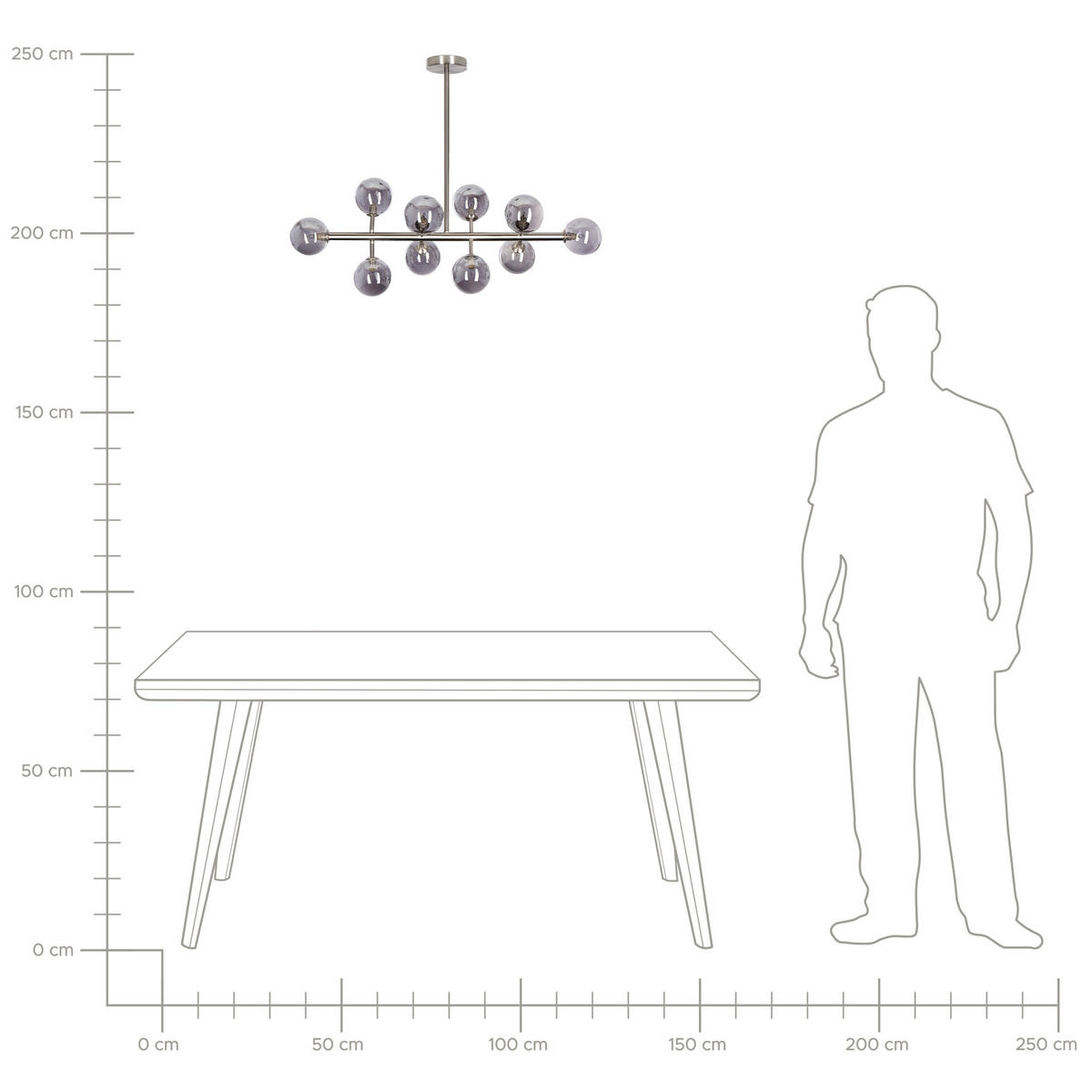 HÄNGELAMPE Ramis 90x34x68 cm - Silberfarben, Metall (34/34/68cm) - Beliani