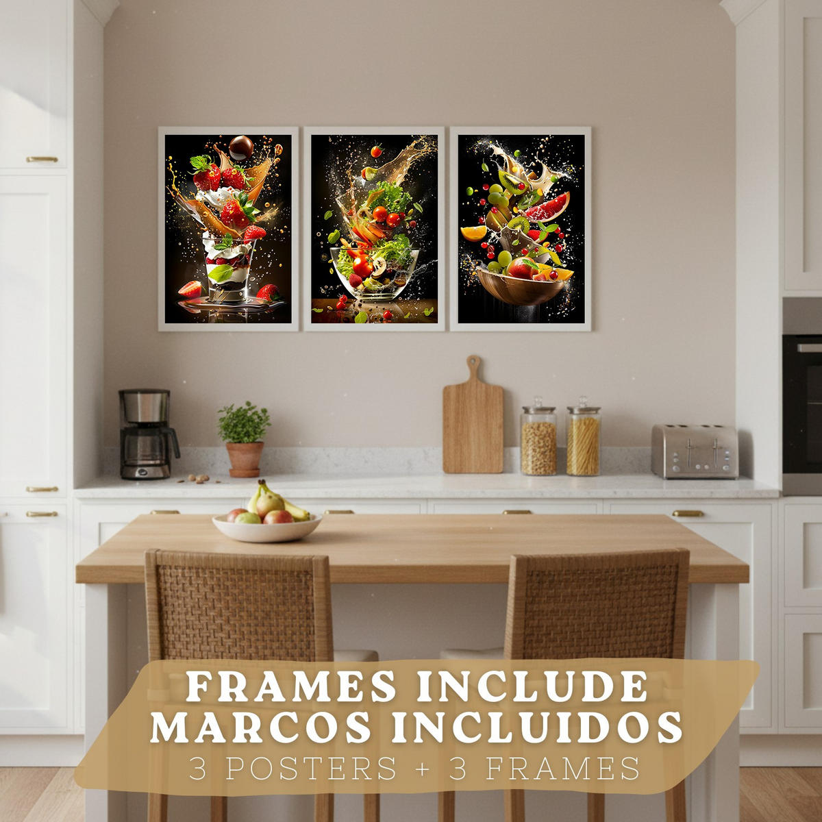 PLAKAT Sada 3 Salát A4 Bílý rám - bílá, papír (29.7/1/21cm) - Nacnic
