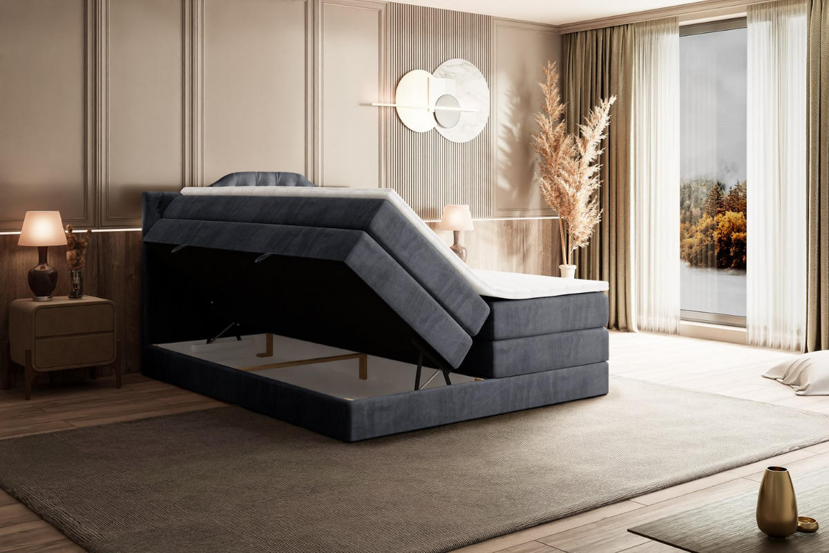 BOXSPRINGBETT VILA-1 KING - 160x200 - H3/H4 - Dunkelgrau - Dunkelgrau, Holzwerkstoff (160/200cm) - ALTDECOR