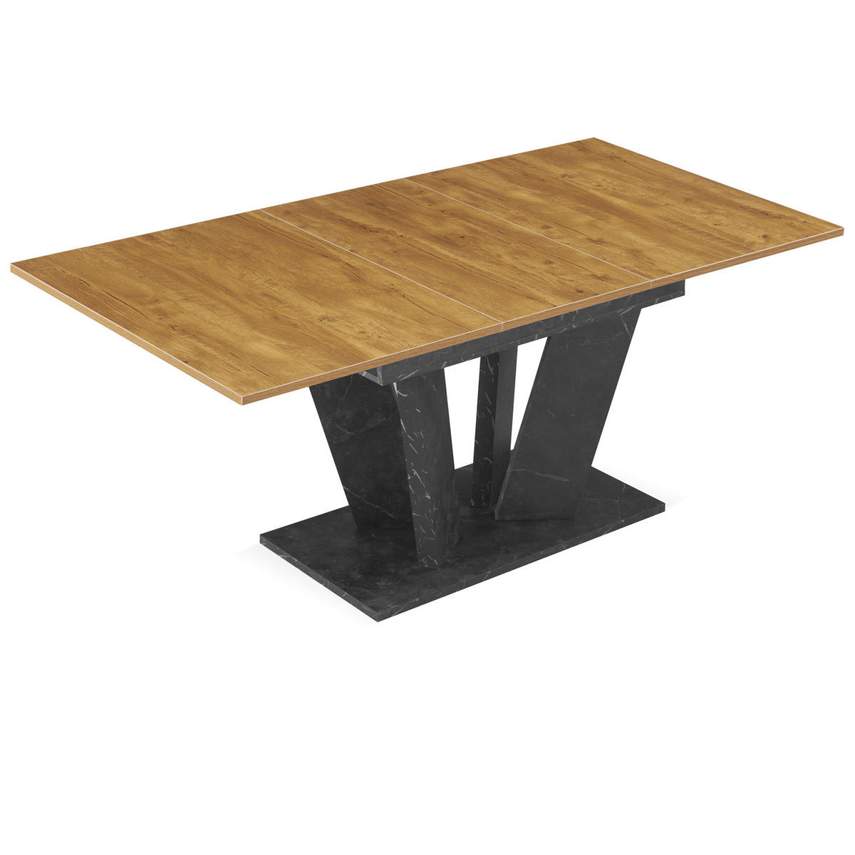 ESSTISCH WILLEM 120-160/80/76 cm - Wildeiche/Anthrazit, Holzwerkstoff (80/120/76cm) - B&D Home