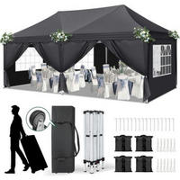 GARTENPAVILLON 3x6m höhenverstellbar wasserdicht mit 6 Seitenteilen dunkelgrau - Anthrazit, Textil (300/255/600cm)
