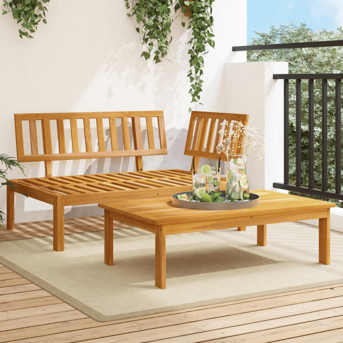 GARTEN-SOFAGARNITUR 2-TLG. Aus Paletten Massivholz Akazie - Braun, Holz (92/69/133cm) - vidaXL