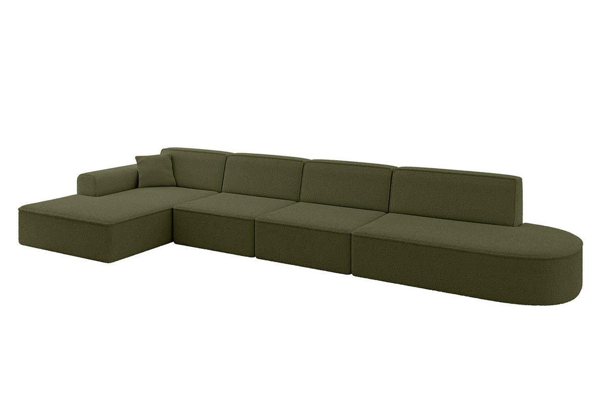 ECKSOFA Ottomane Links IREA-L3-v3 - 413x171x79 cm Grün - Platinfarben, Holzwerkstoff/Textil (413/171cm) - ALTDECOR