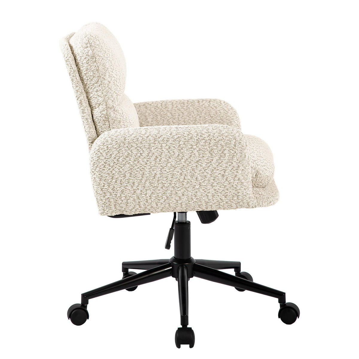 BÜROSTUHL - Strukturstoff / Eisen - Creme / Schwarz - Beige, Textil/Metall (60/86/60cm) - home24