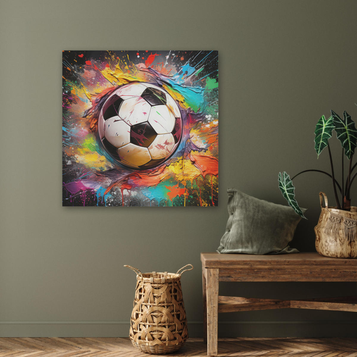 AKUSTIKBILD Fußball - Farbe - Farben - Schwarz - Weiß Akustikpaneele 80x80 cm - Weiß, Kunststoff (80/80/0.9cm) - MuchoWow