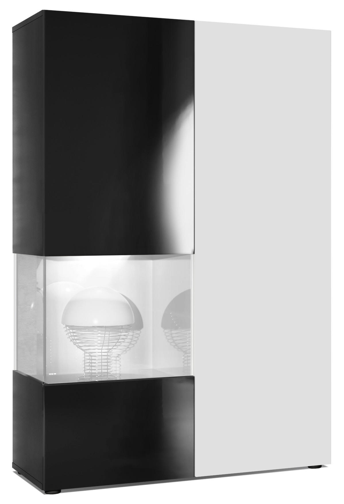 VITRINE Morena Tür und Einsatz in Weiß Matt - Weiß, Holzwerkstoff (91.5/136.5/37cm) - Vladon