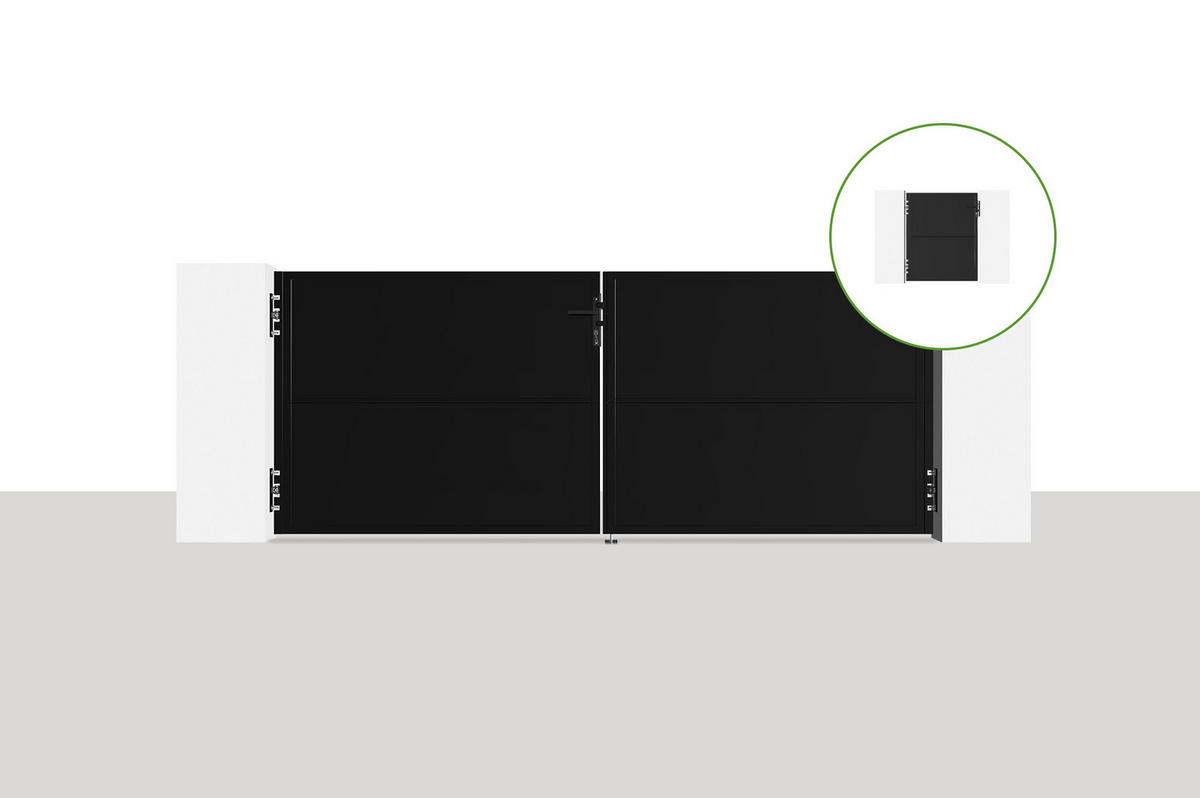 DREHTORPAKET Nali Mattschwarz 3m H.120cm + TOR 1m H.120cm - Schwarz, Metall (293/120cm) - Casanoov