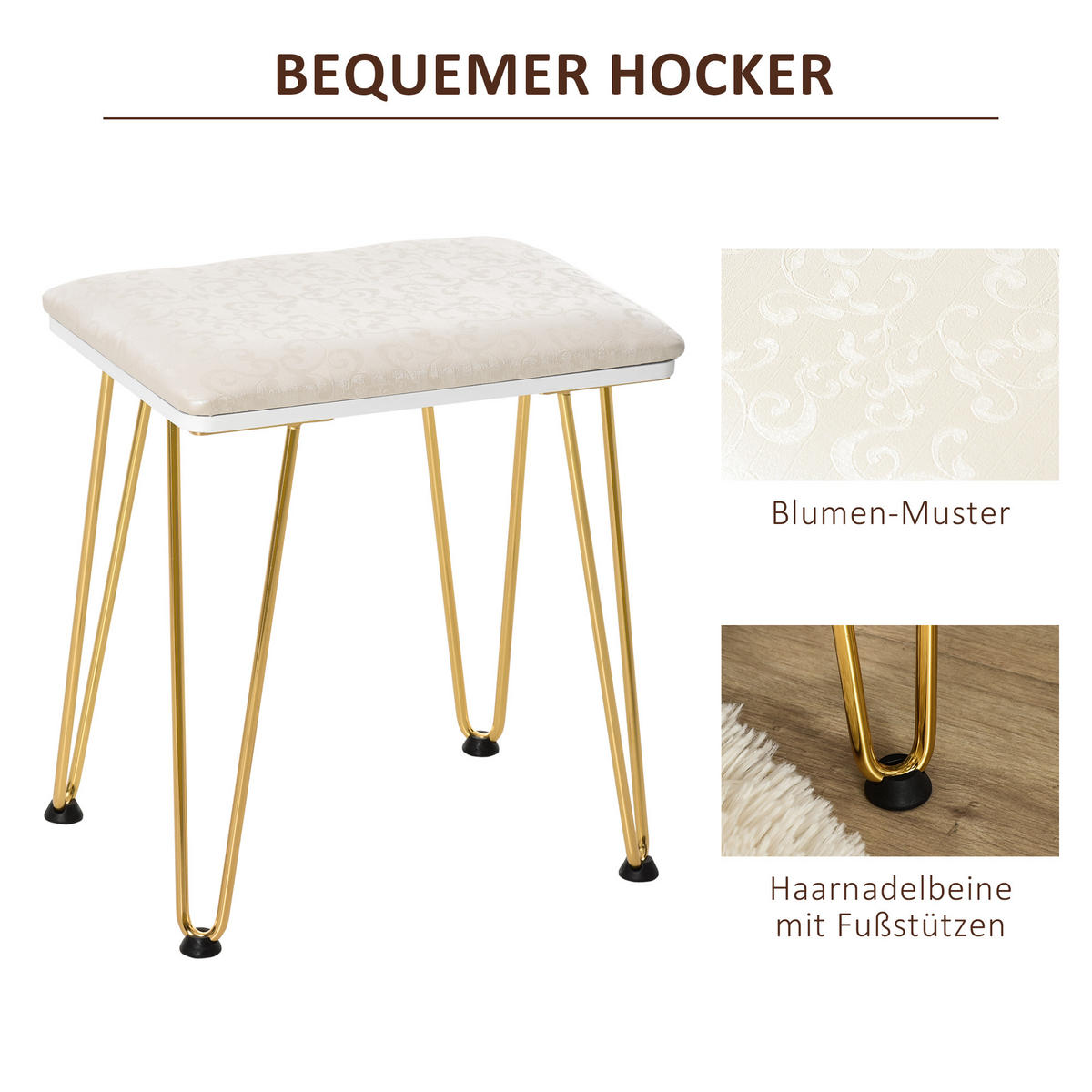 SCHMINKTISCH Kosmetiktisch mit Hocker 2 Schubladen 1 Lippenstiftraster MDF Weiß - Weiß, Holzwerkstoff (40/136/80cm) - HOMCOM