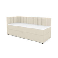 BOXBETT VIGO 100/200 cm in Cord/Velours Ecru H3 links - Ecru, Holz/Holzwerkstoff (100/200cm) - Deine Möbel 24