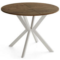 ESSTISCH Valio rund oval ausziehbar verlängerbar mit Metallbeinen in Kaschmir Grau, Eiche Braun Rustikal 100-140/100/76 cm - Kaschmir/Alteiche, Holzwerkstoff/Metall (100/140/76cm) - WFL GROUP
