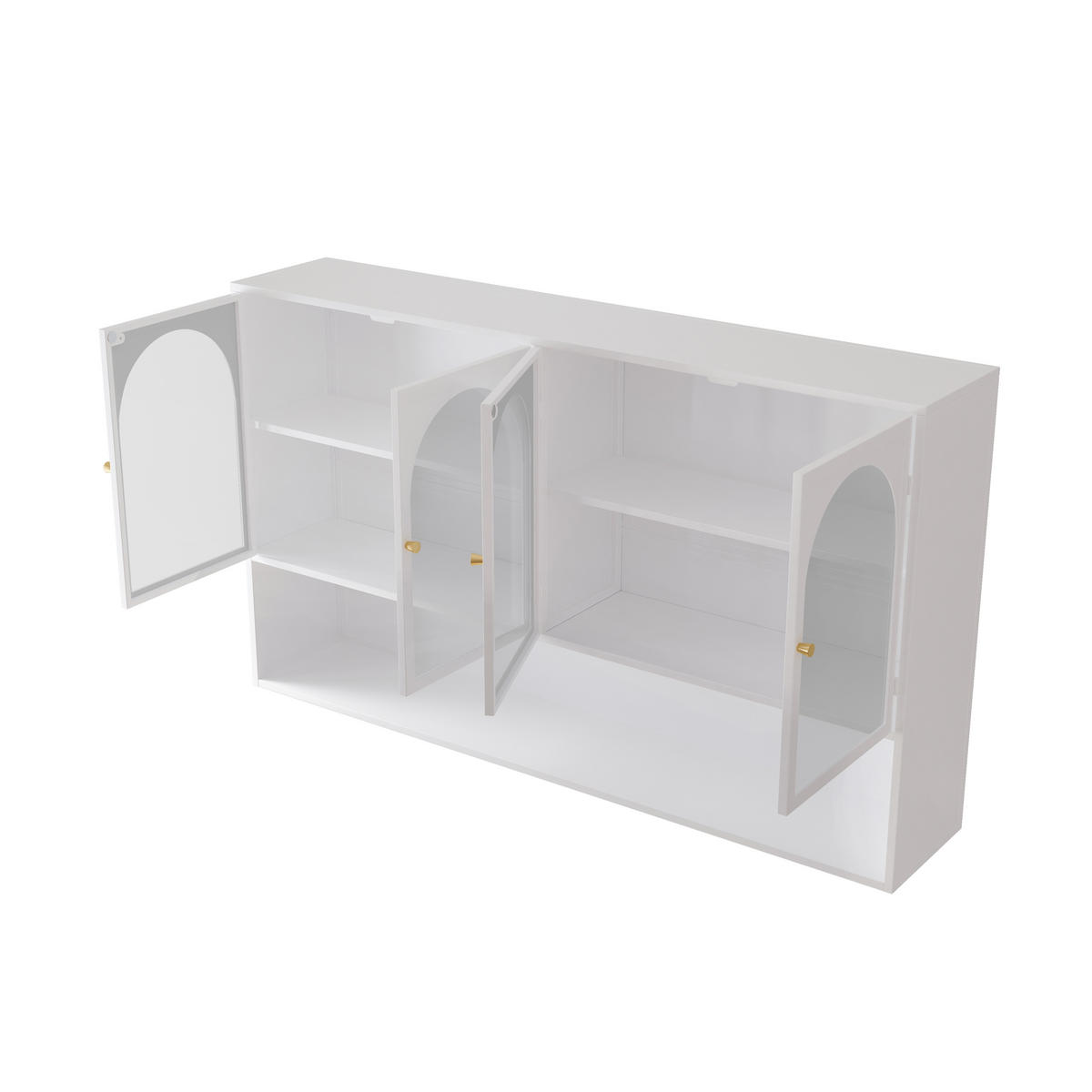 HÄNGESCHRANK DE-38130 120/23/70 cm mit 4 Glastüren Weiß - Weiß, Metall (120/70/23cm) - ComfortXL