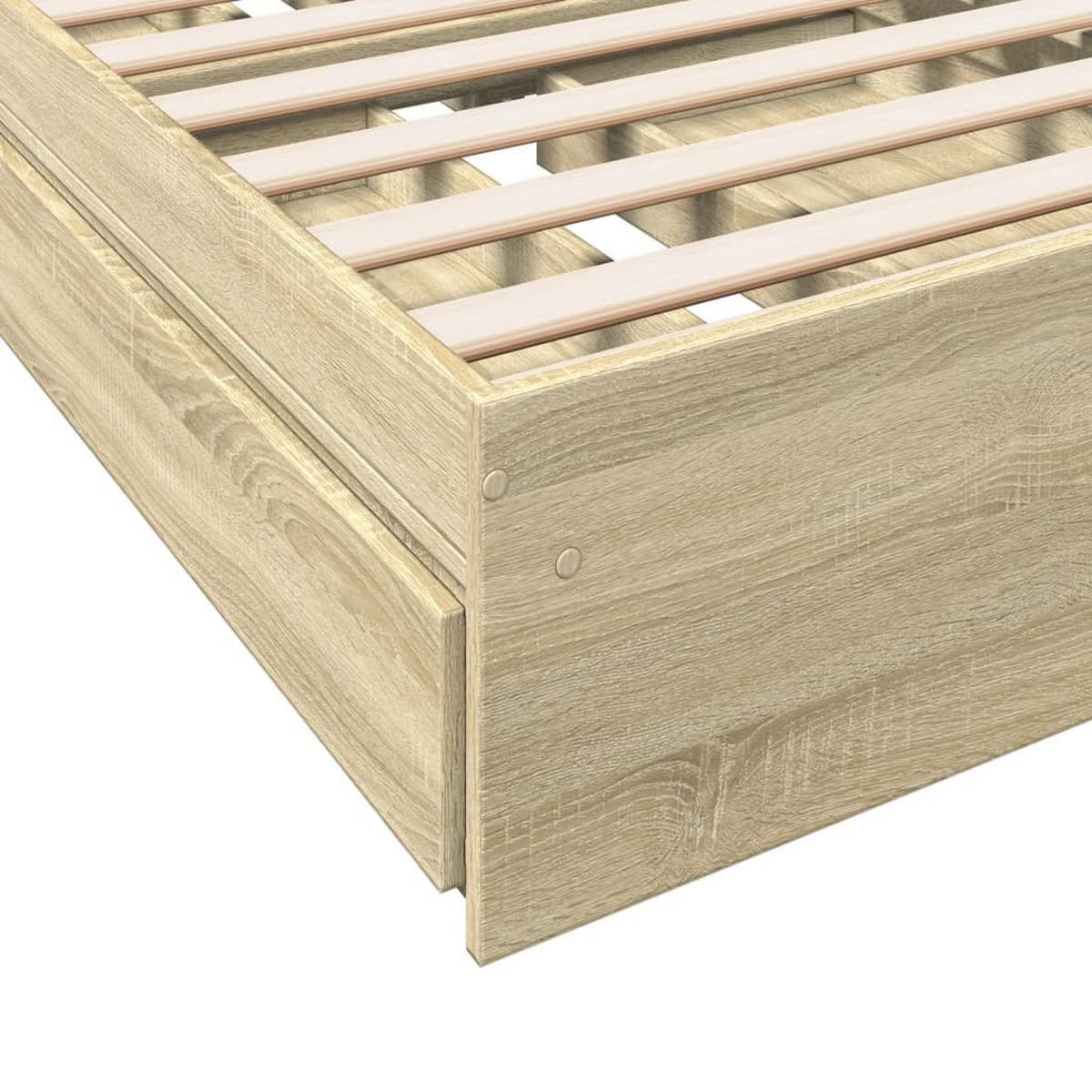 BETTGESTELL Mit Schubladen Sonoma-Eiche 100/200Cm Holzwerkstoff - Braun, Holzwerkstoff (100/200cm) - vidaXL