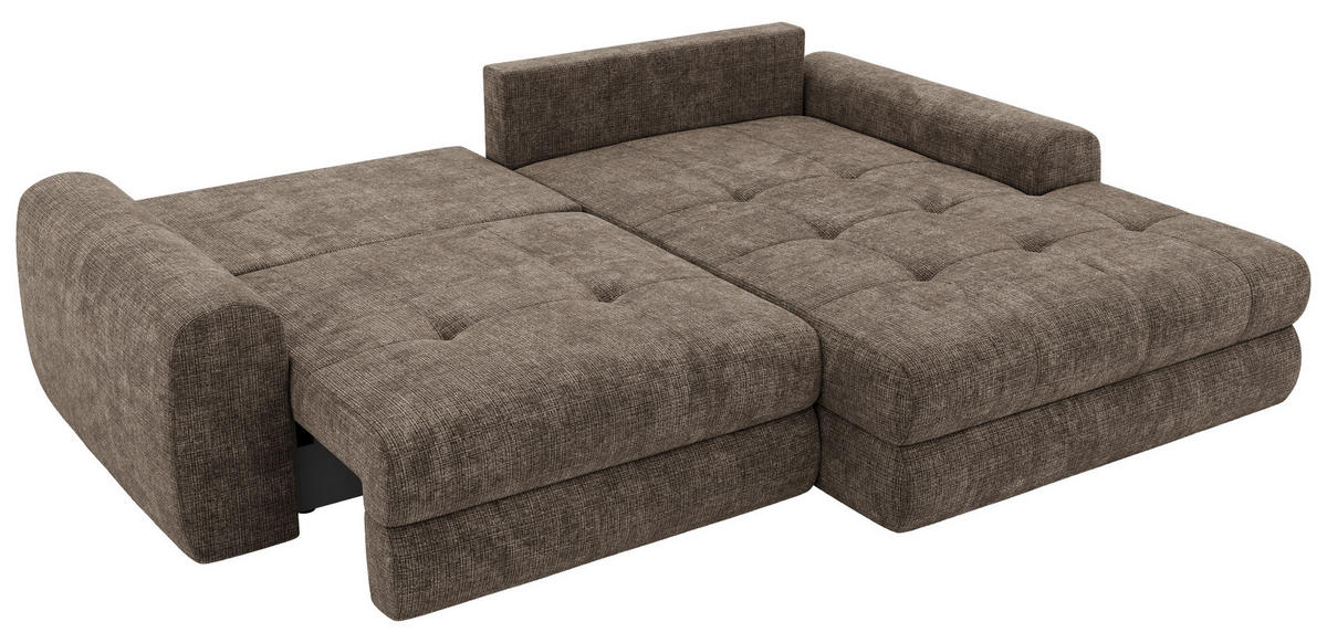 ROHOVÁ SEDAČKA ARELIA L - Hnědá Hrubě tkaná žinylka - Vlevo - černá/hnědá, textil/plast (292/205cm) - MKS