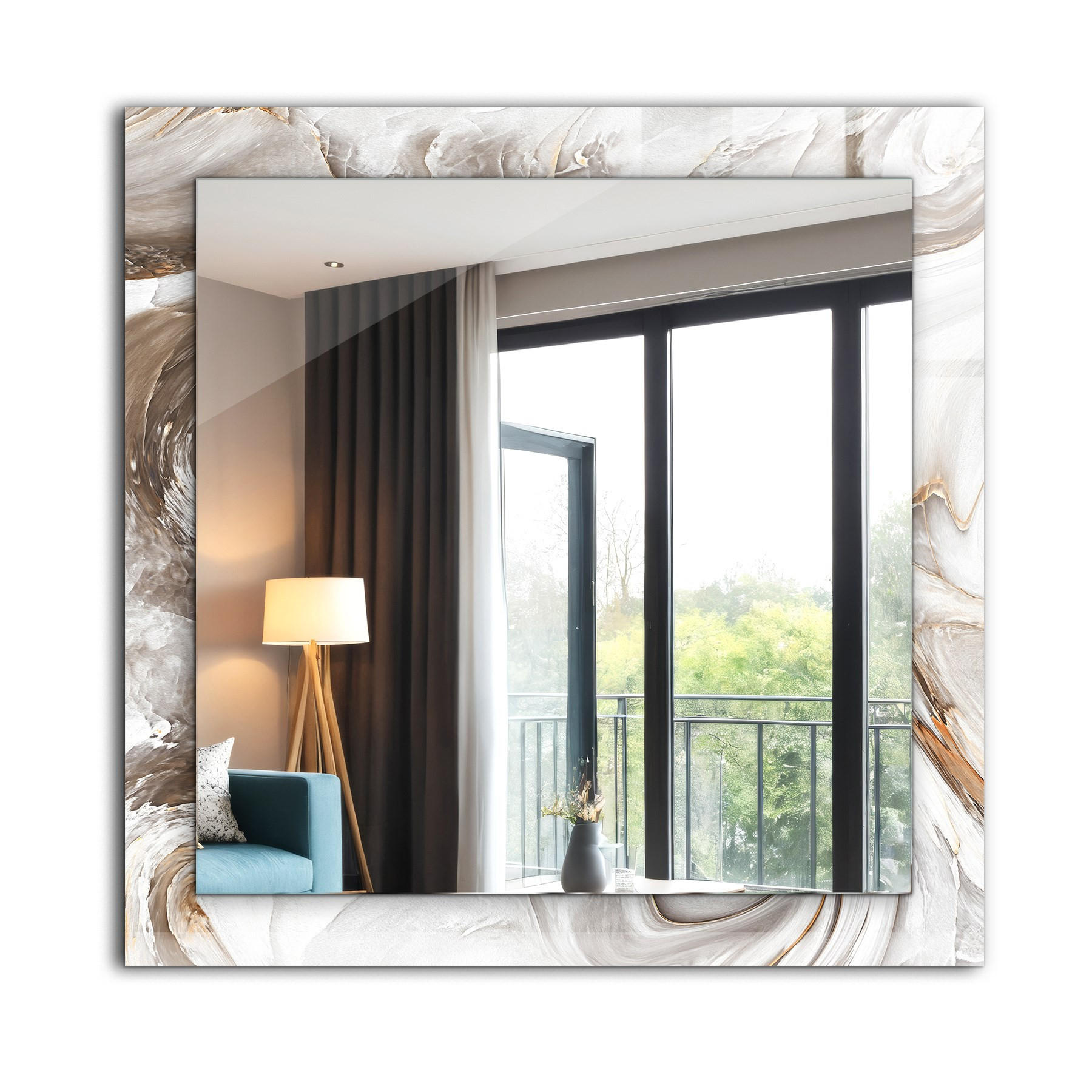 SPIEGEL 60 x 60 cm Rechteckig mit Aufdruck - Beige, Glas (60/60/0.4cm) - TULUP